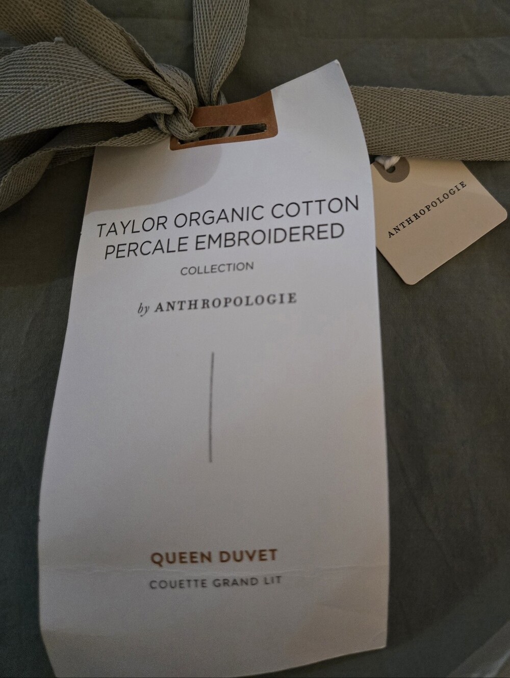 Taylor Organic Cotton Percale Embroidered Duvet- NWT